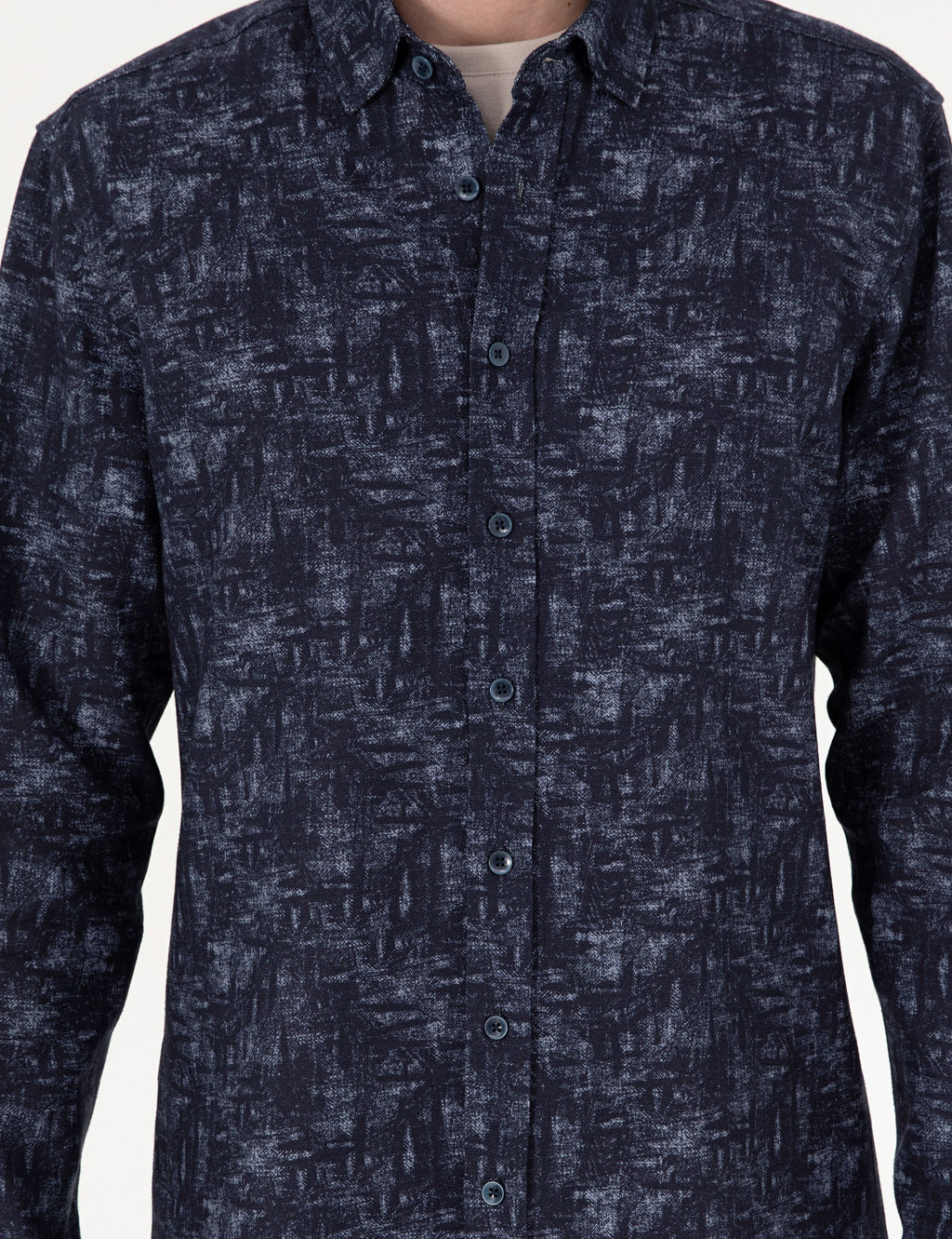 Lacivert Slim Fit Uzun Kollu G_mlek
