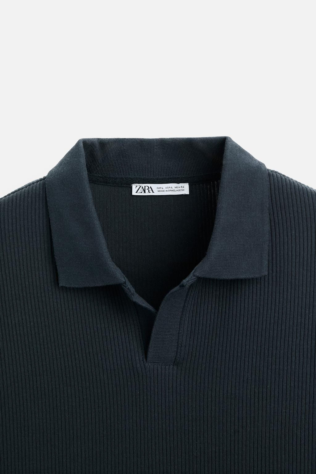TEXTURED POLO SHIRT WITH RIBBED TRIMS - Zara фото 67