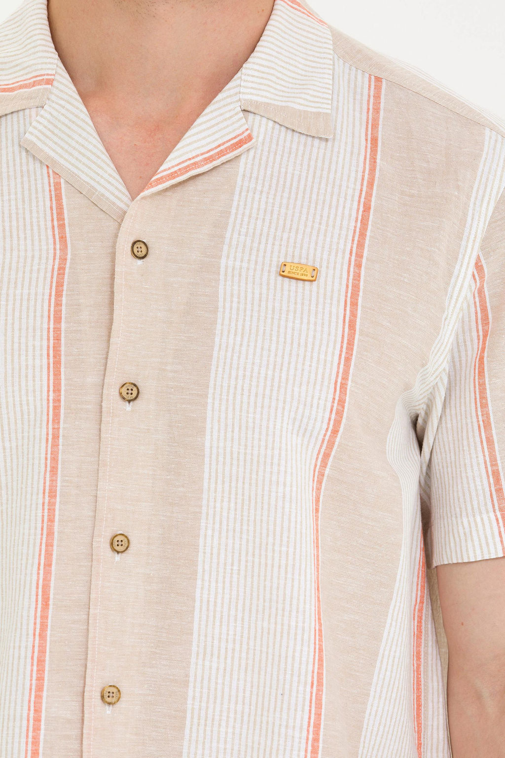 U. S. Polo Assn / Мужская рубашка Camel с коротким рукавом - U.s. polo assn фото 7