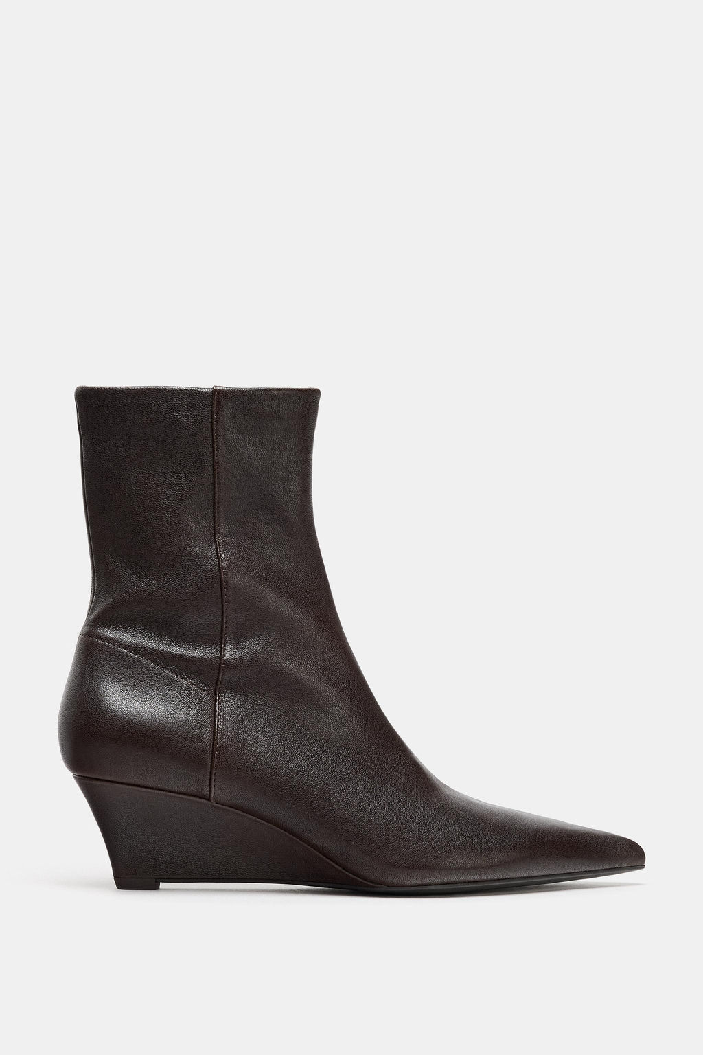 LEATHER WEDGE HEEL ANKLE BOOTS - Zara фото 2