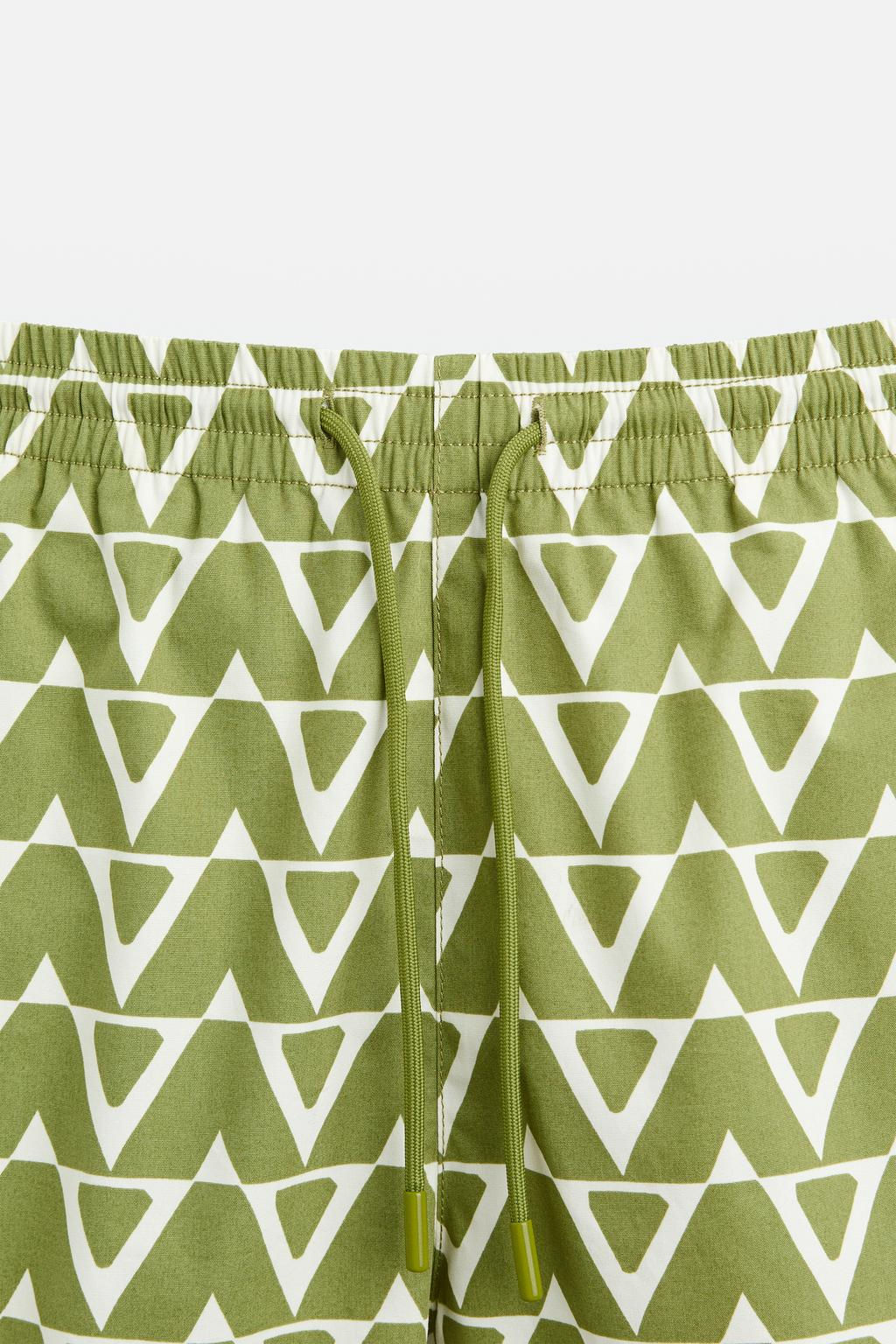 LONG GEOMETRIC PRINT SWIMMING TRUNKS - Zara фото 8