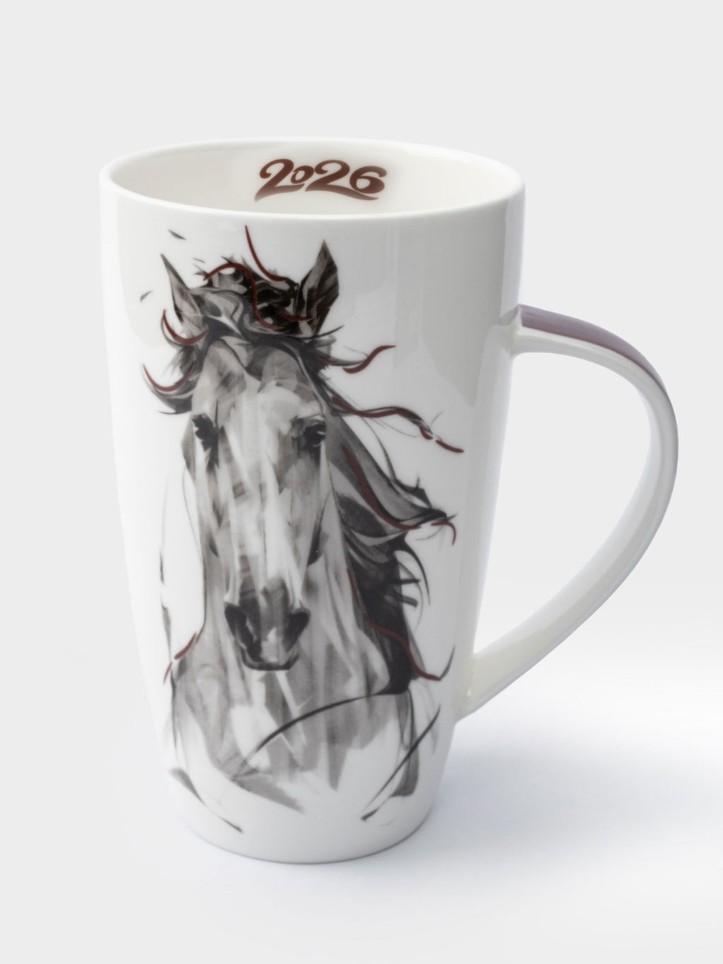 Кружка, 600 мл, фарфор F, черно-белая, Конь, Horse - Anna lafarg фото 2