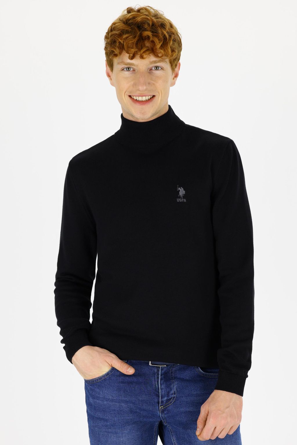 U. S. Polo Assn / Мужской черный базовый свитер