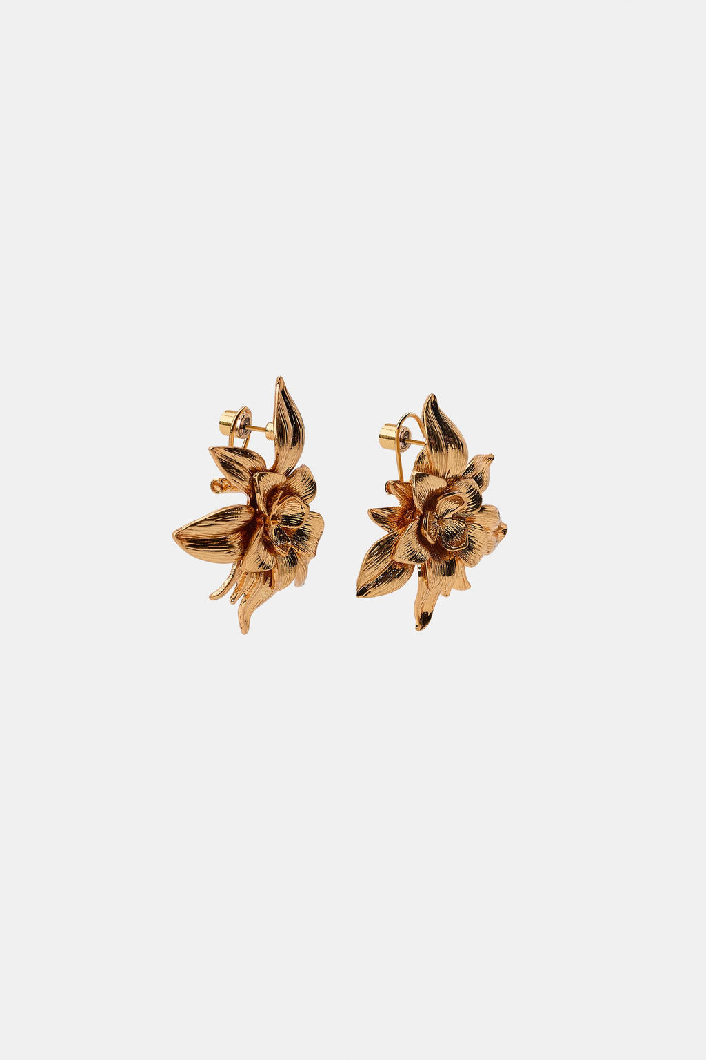 PENDIENTES BOT?N FLOR RELIEVE / Dorado - Zara фото 3