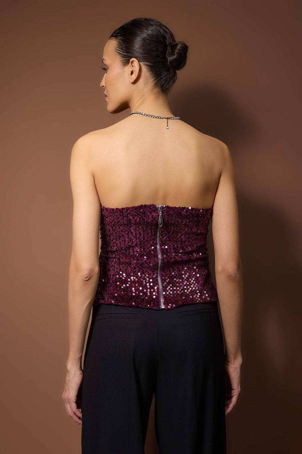 Murdum Straplez Payetli Bedene Oturan Party Bluz TPRAW26BZ00059 - Trendyolmilla фото 4