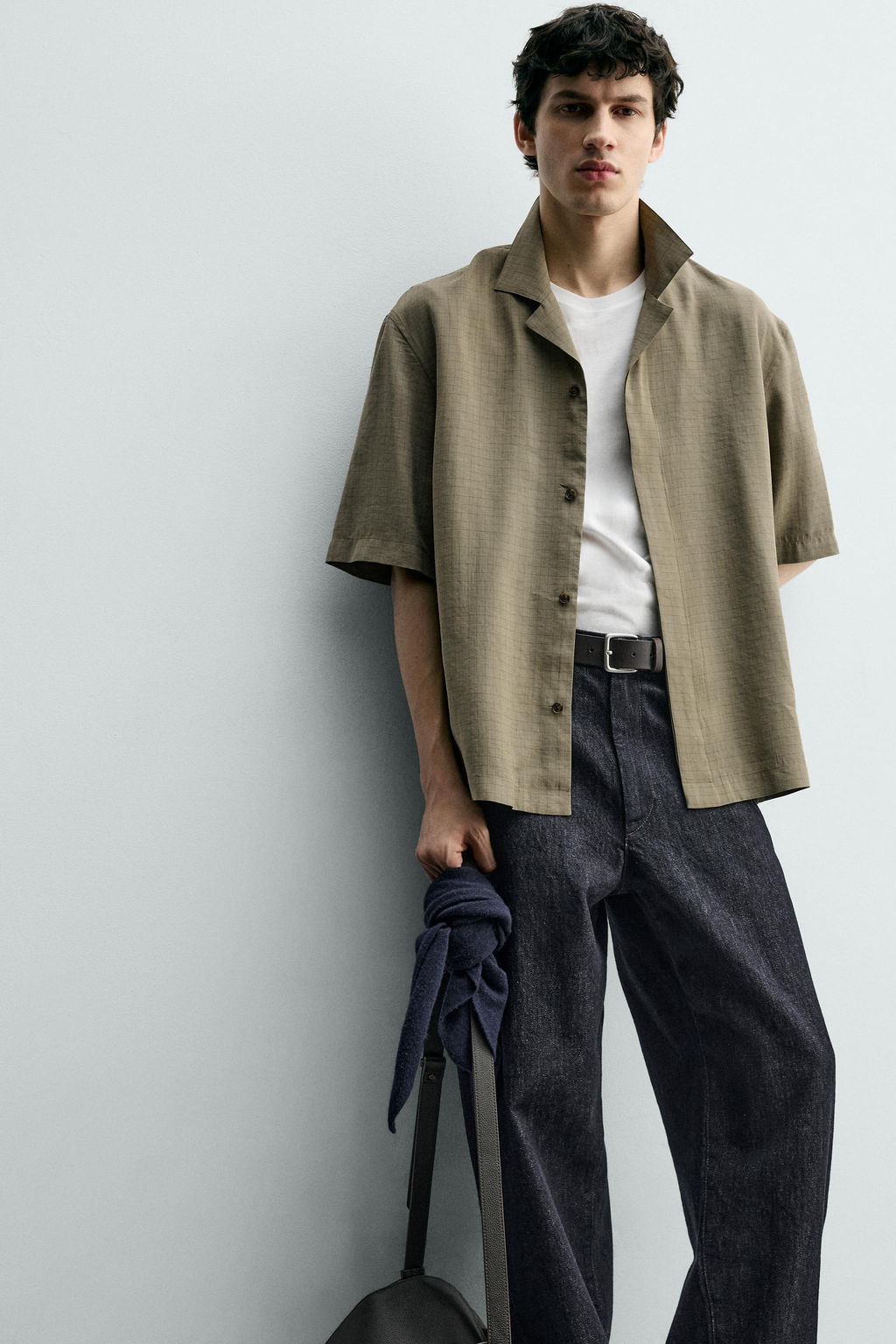 CAMISA FLUIDA CUADROS / Khaki