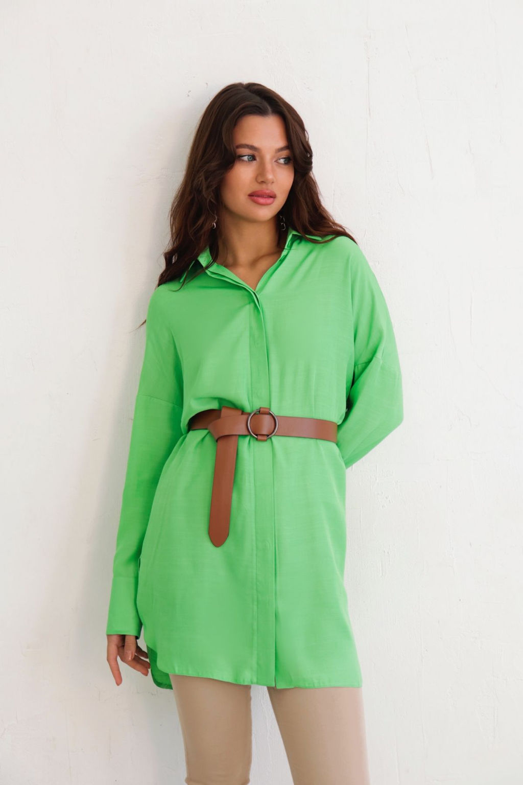 Базовая удлинённая рубашка свободного силуэта - Martichelli фото 55