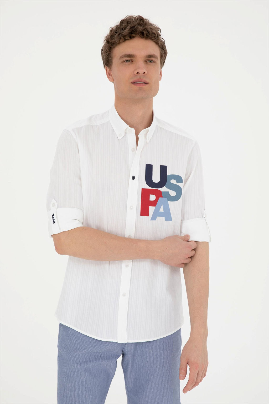 Мужская белая рубашка с длинным рукавом Неожиданная скидка в корзине - U.s. polo assn фото 3