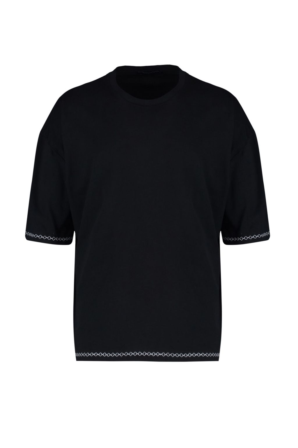 Siyah Oversize/Genis Kesim K?sa Kollu Islemeli %100 Pamuk T-Shirt TMNSS21TS1888