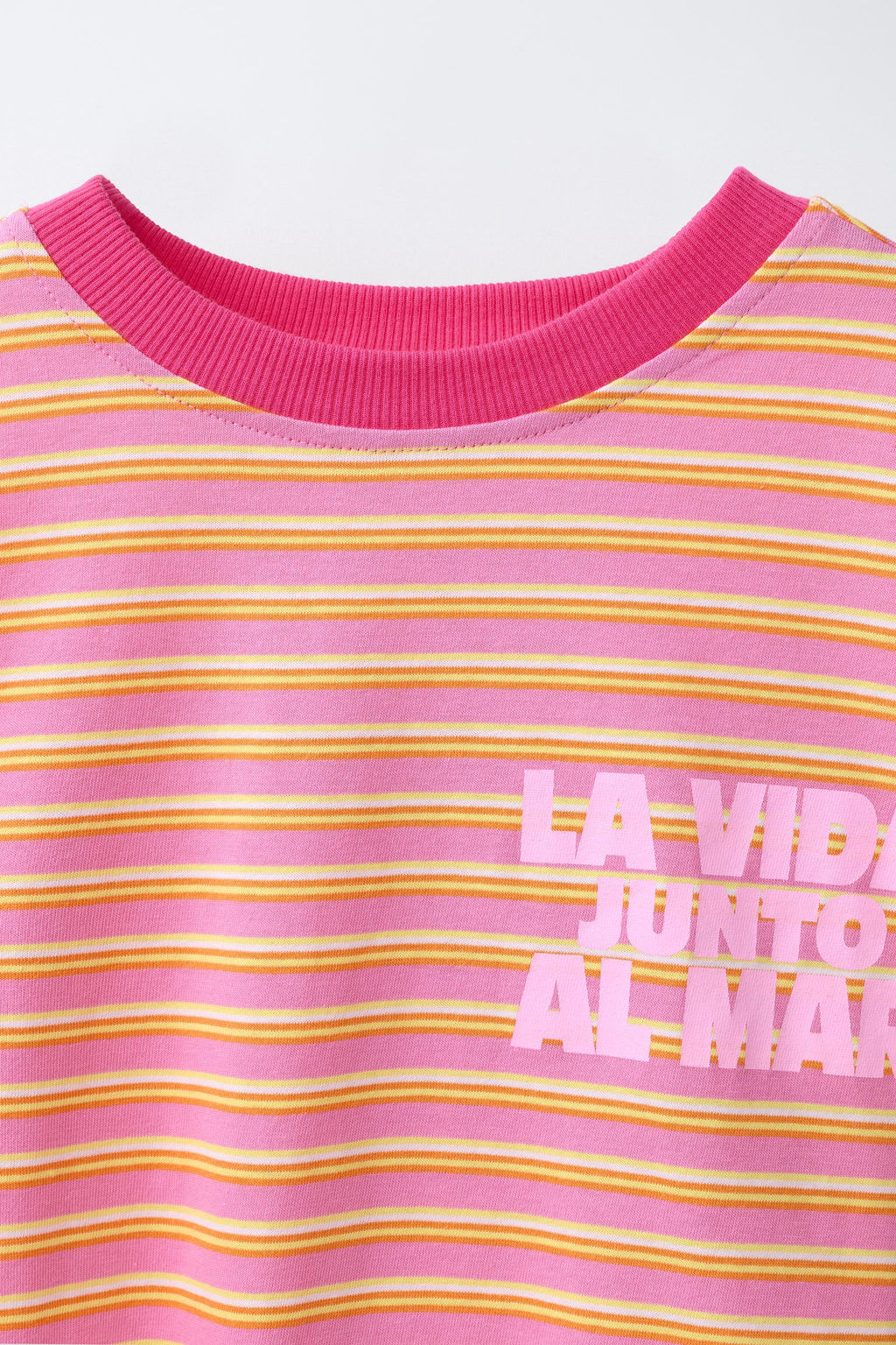CAMISETA RAYAS Y ESTAMPADO / Naranja - Zara фото 5