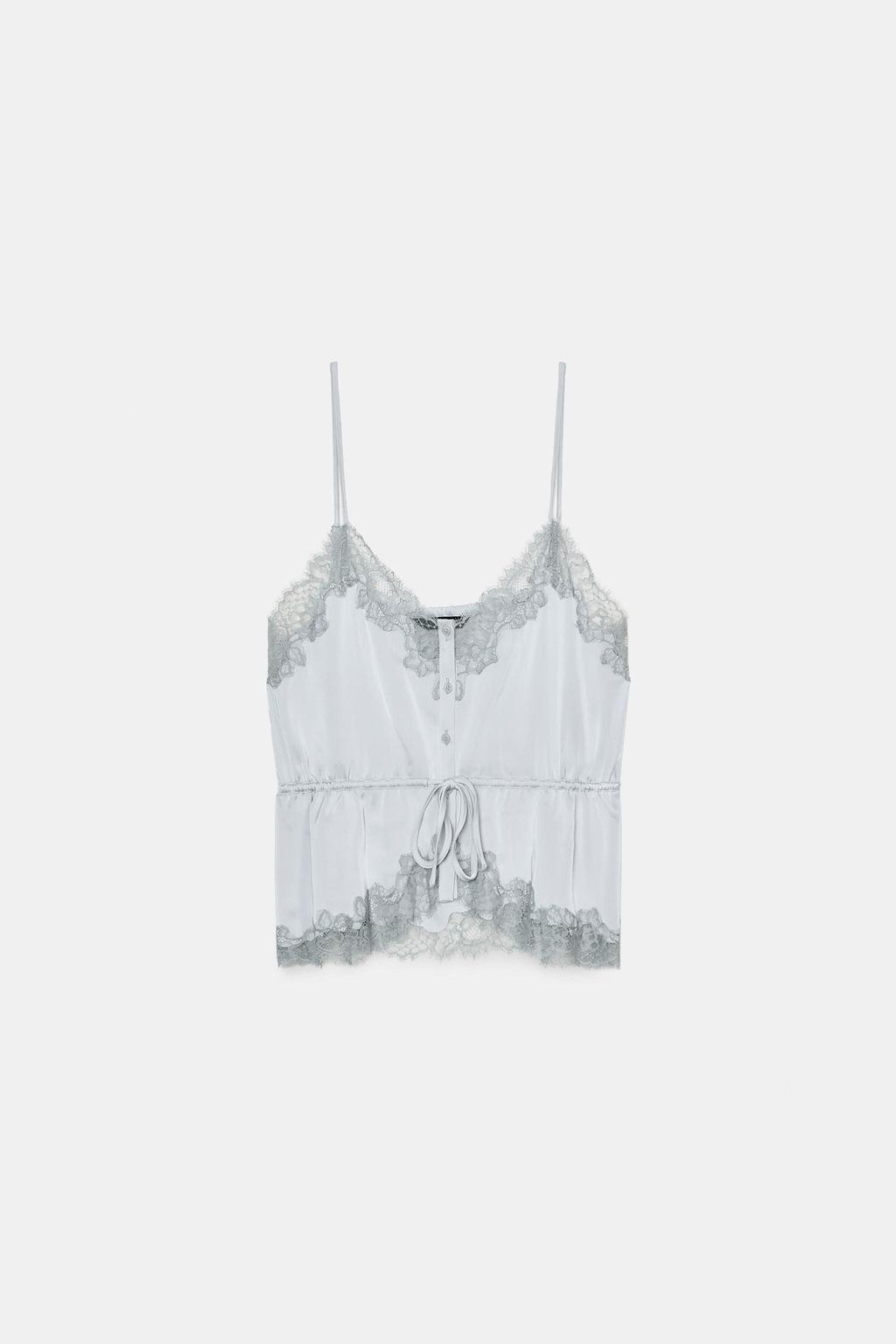 SATIN TOP WITH LACE TRIM - Zara фото 14