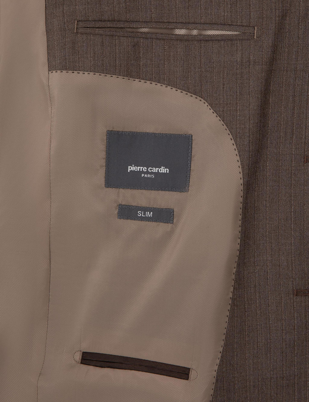Kahverengi Slim Fit %100 Y_n _izgili Tak_m Elbise