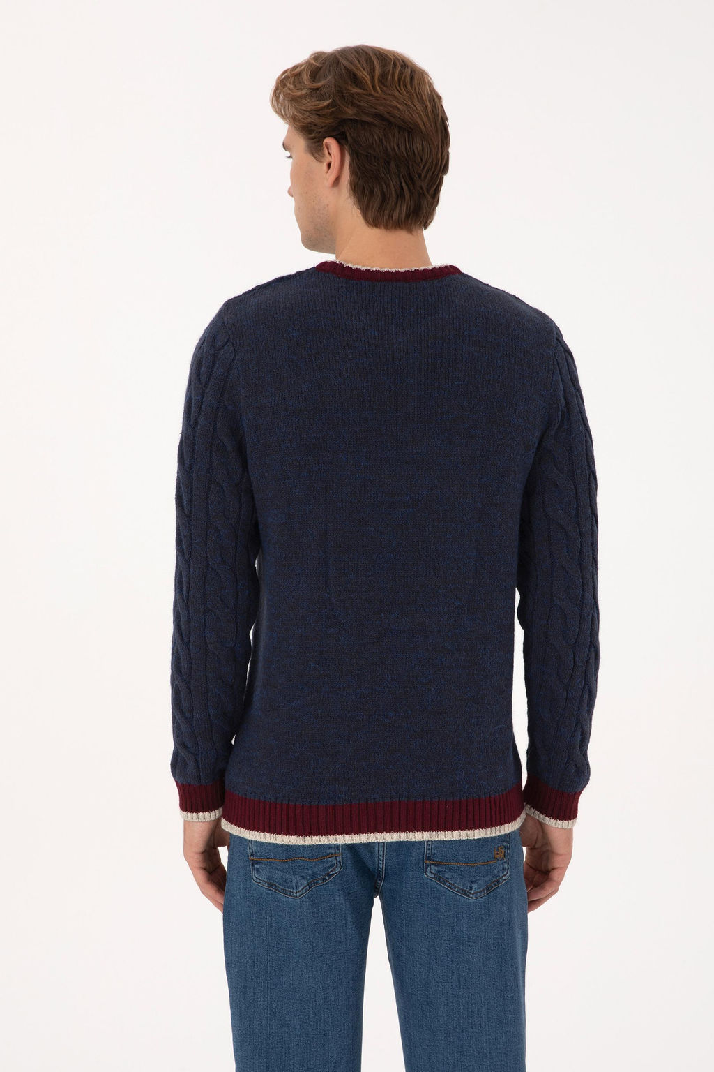 Erkek Lacivert Regular Fit Bisiklet Yaka Kazak