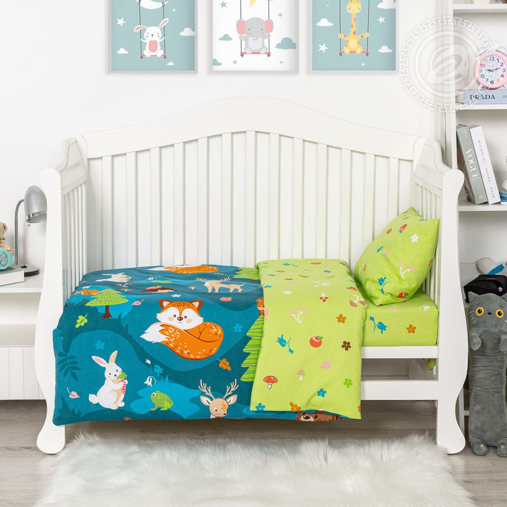 Постельное белье На опушке (бязь ясельная) Детский/Пододеяльник: 1 шт. - 147*112; Простыня: 1 шт. - 150*110; Наволочка: 1 шт. - 40*60; Бязь ясельная - Артпостелька фото 2