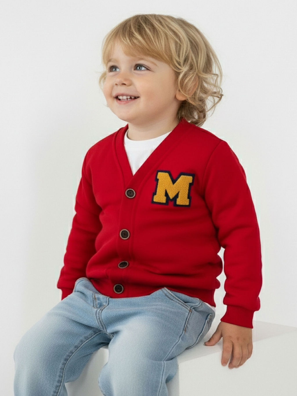 Кардиган на пуговицах 22-0748 красный - Mini maxi фото 2