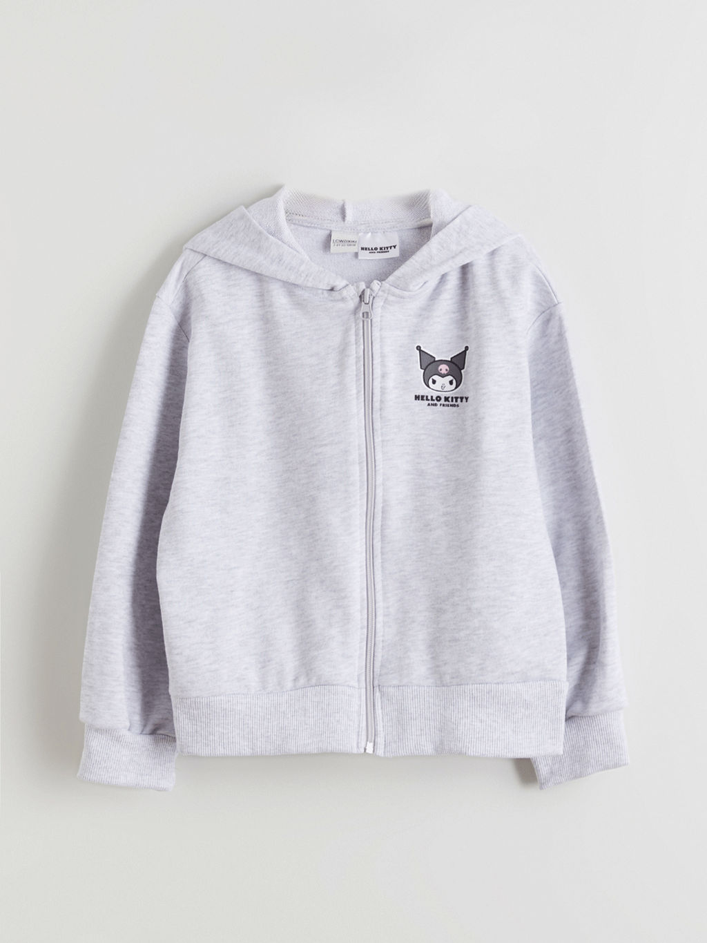 Kap??onlu Hello Kitty Bask?l? K?z ?ocuk Fermuarl? Sweatshirt