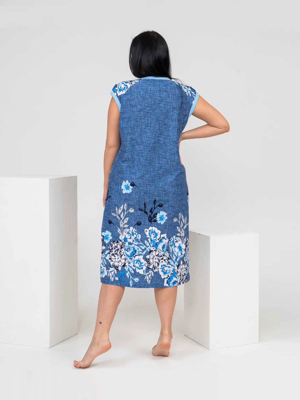 Халат женский, цвет синий белый