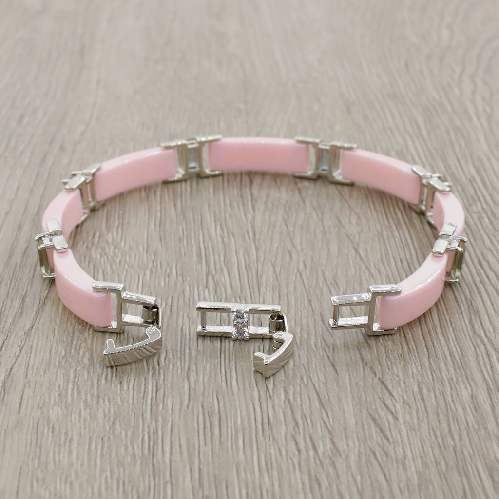 Браслет Лилу из розовой керамики с Султанитом покрытие светлый металл, длина 20см - Agat77 фото 2