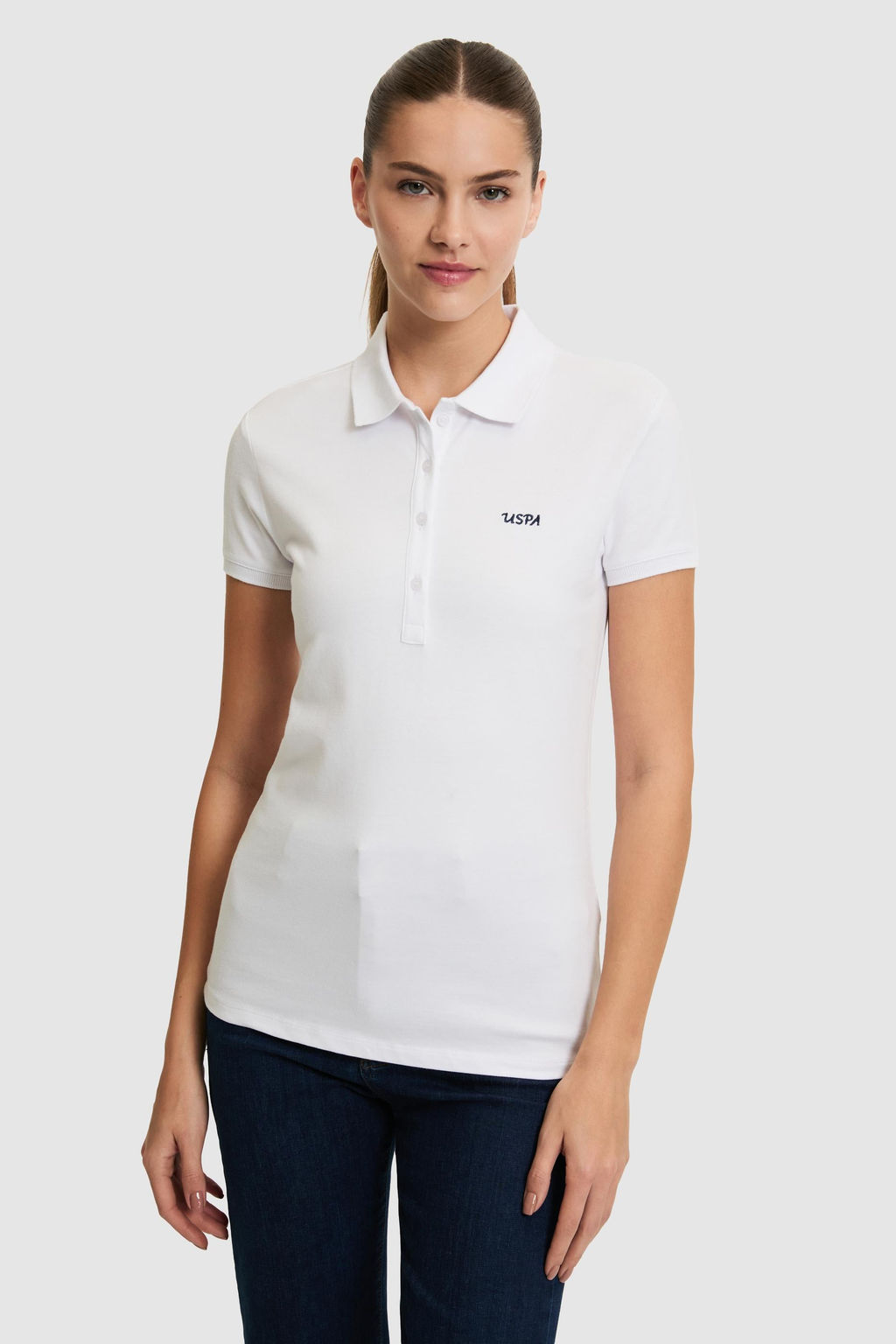 Kad_n Beyaz Polo Yaka Basic Ti__rt