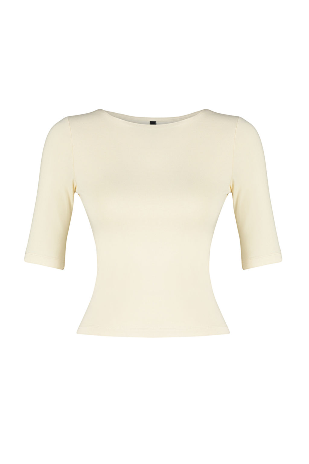 Tas Fitted/Vucuda Oturan Kay?k Yaka K?sa Kollu Pamuklu Esnek Orme Bluz TWOSS24BZ00076