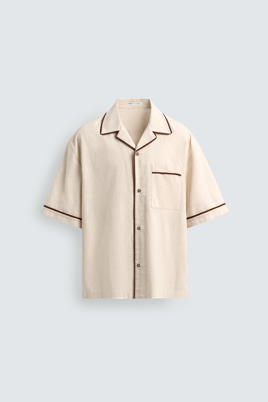 CAMISA RELAXED FIT VIVOS CONTRASTE / Crudo - Zara фото 7