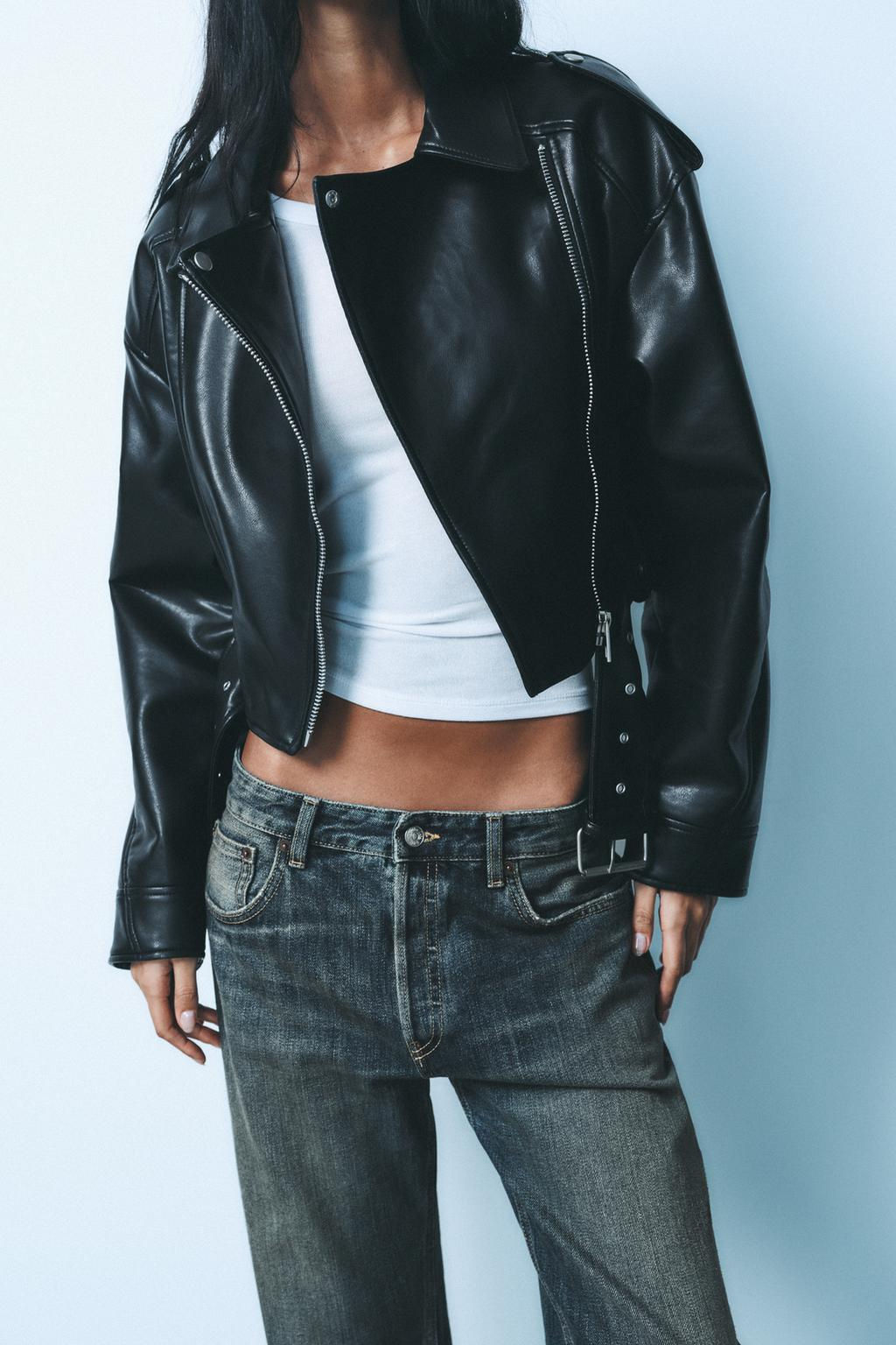 FAUX LEATHER CROPPED BIKER JACKET - Zara фото 3