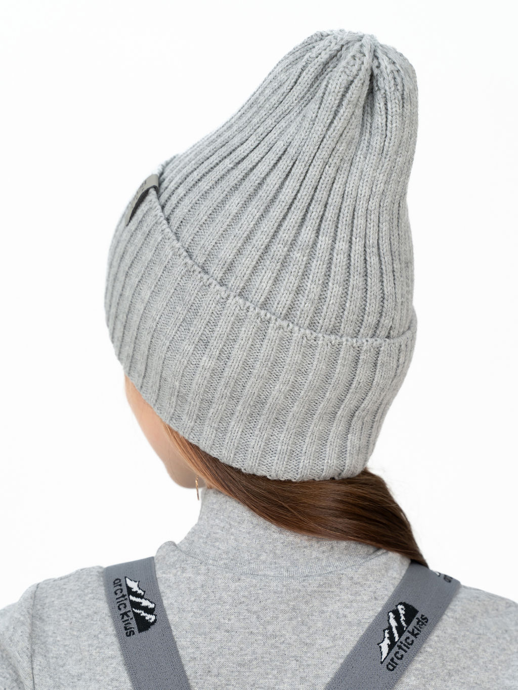 Шапка вязаная детская светло-серый меланж Ш-120 (56-58)
