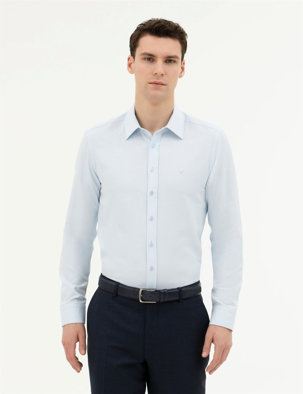 A__k Mavi Slim Fit Uzun Kollu G_mlek