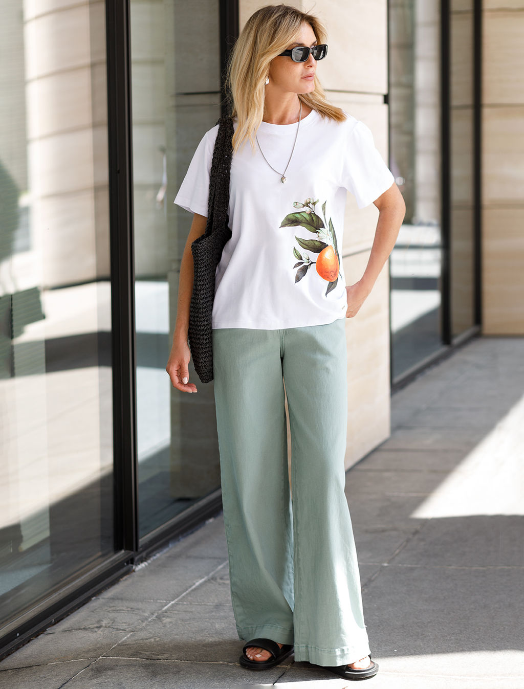 VILATTE / Футболка из хлопкового облегченного полотна с авторским принтом  фото 6