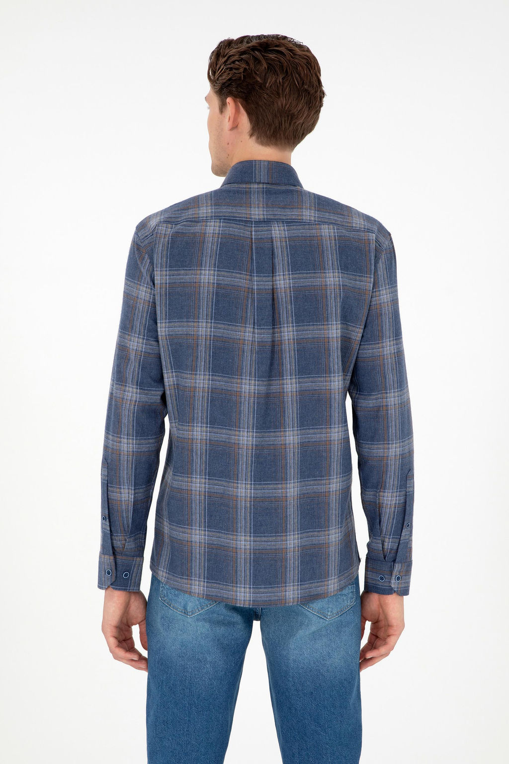 Мужская рубашка с длинным рукавом цвета индиго Неожиданная скидка в корзине - U.s. polo assn фото 5