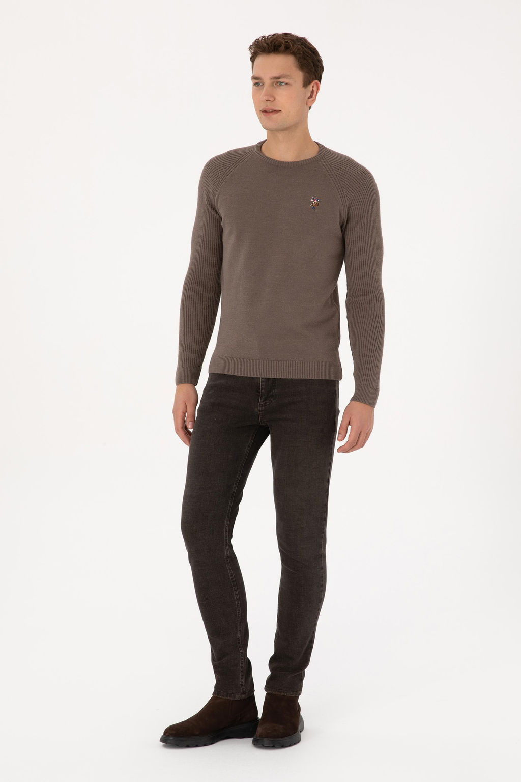 Erkek Regular Fit Bisiklet Yaka Vizon Kazak - U.s. polo assn фото 4