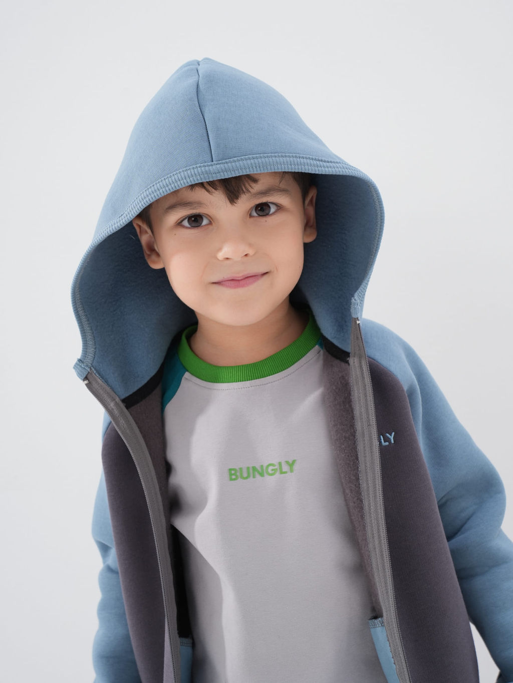 Толстовка Колор блок Графит утепленная - Bungly фото 2