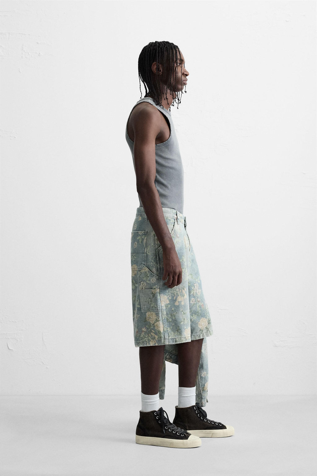 FLORAL PRINT CARPENTER POCKET BERMUDA SHORTS - Zara фото 13