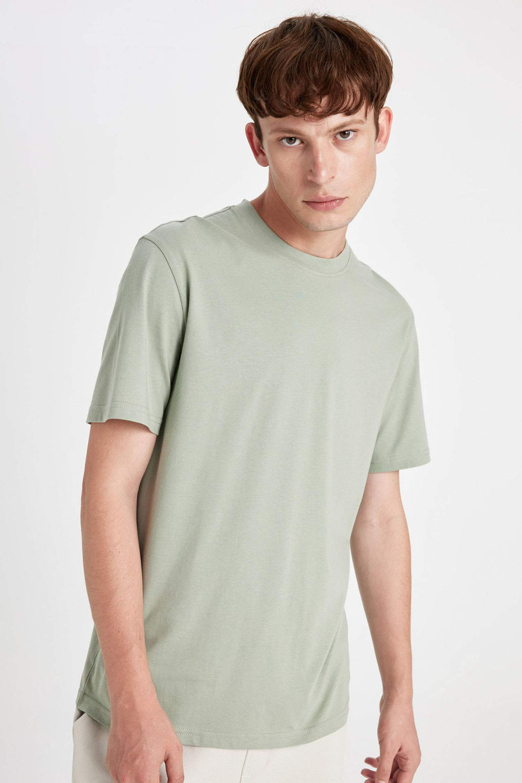 New Regular Fit Bisiklet Yaka Basic Duz %100 Pamuk K?sa Kollu Tisort - Defacto фото 4