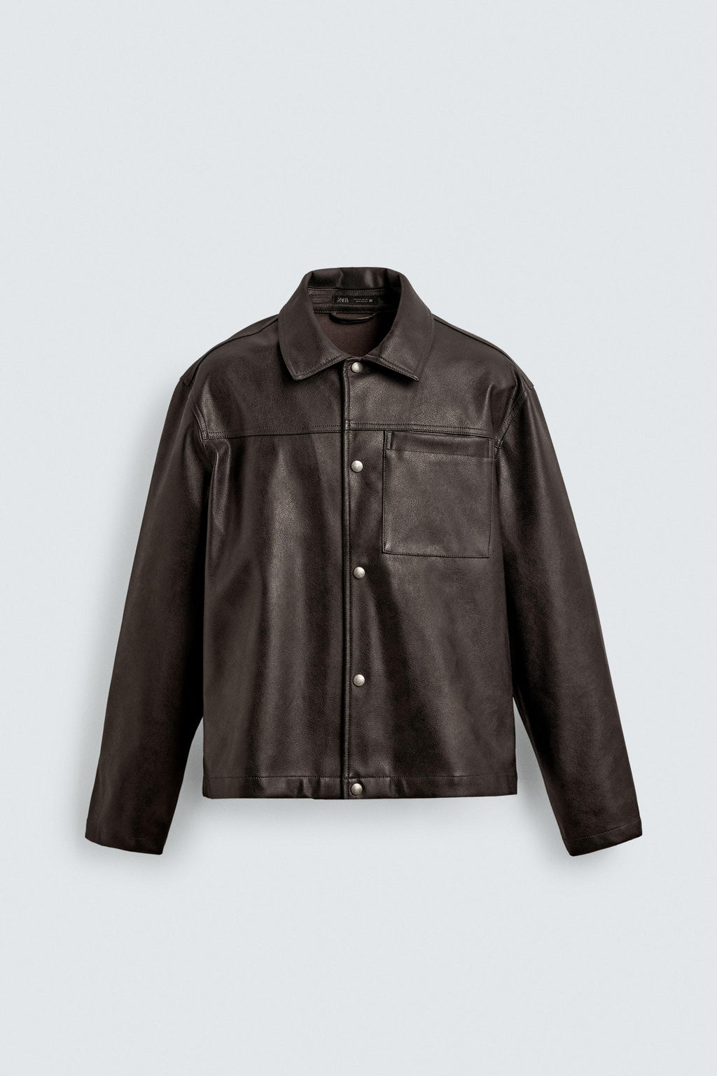 WASHED FAUX LEATHER OVERSHIRT - Zara фото 6