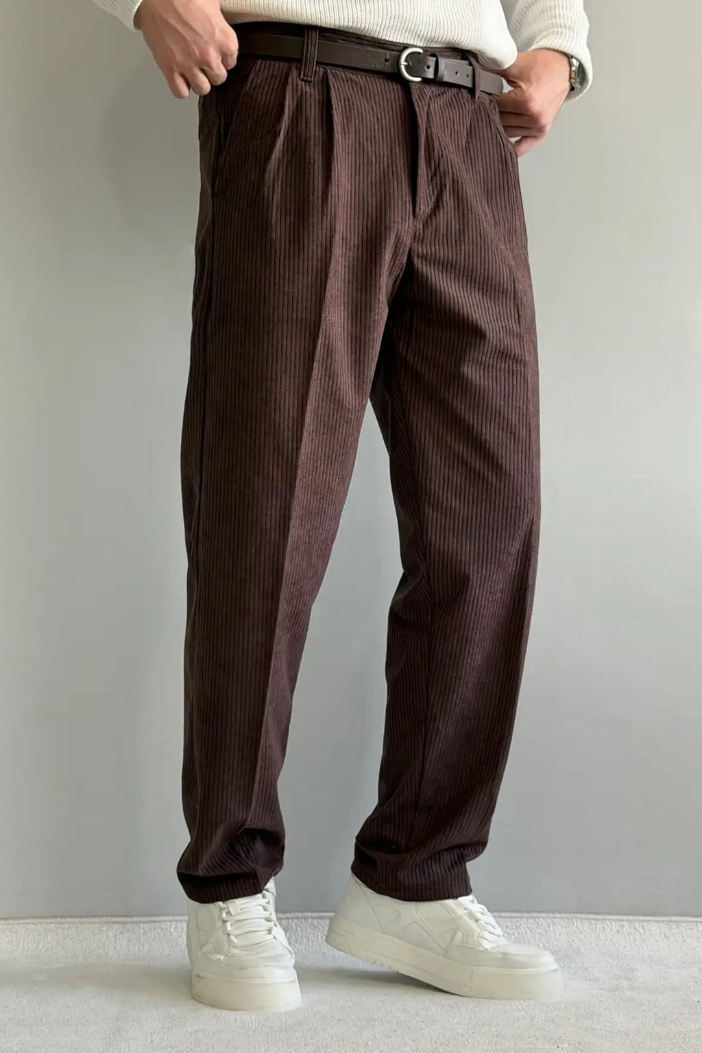 Kahverengi Erkek Baggy Fit Kadife Pantolon TMNAW26PL00022