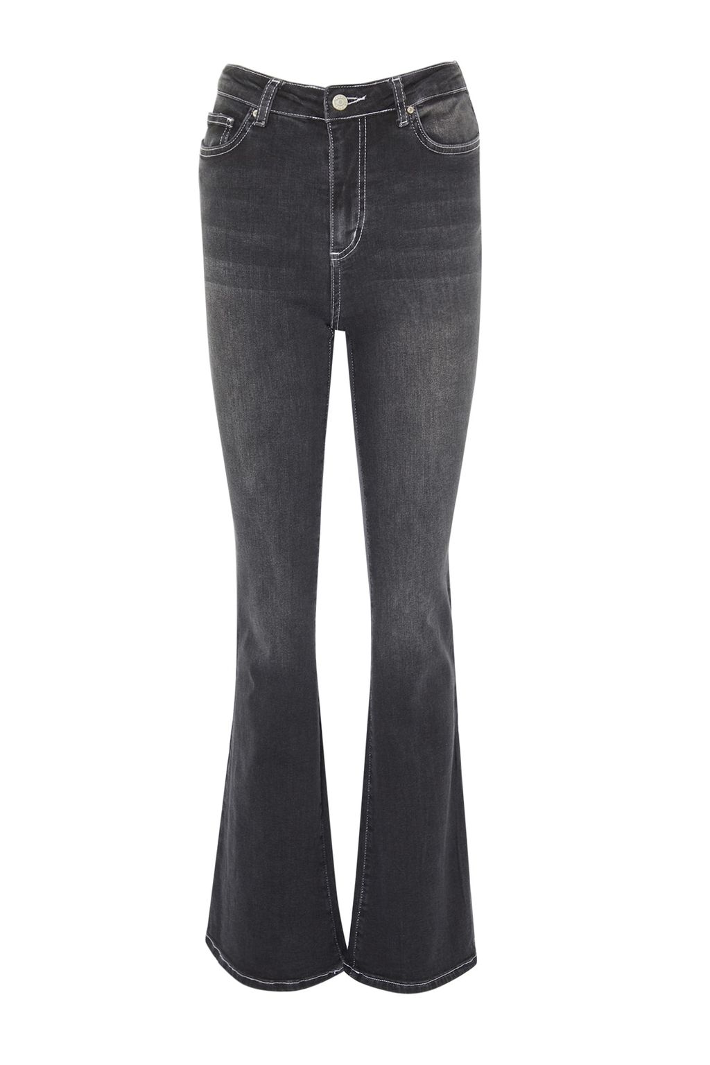 TRENDYOLMILLA Siyah Kontrast Dikisli Yuksek Bel Flare Jeans TWOSS22JE0460  фото 7