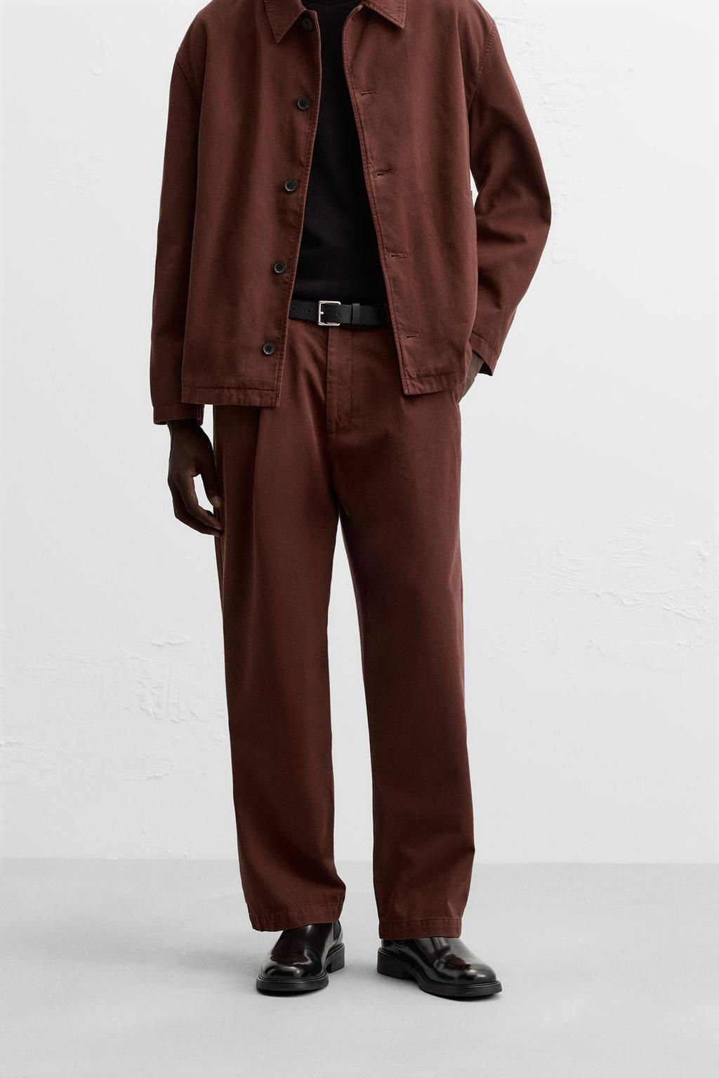 TWILL TEXTURED CHINO TROUSERS - Zara фото 2