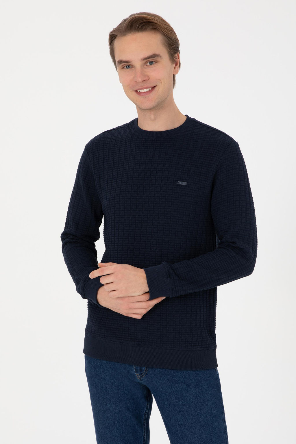 Erkek Regular Fit Bisiklet Yaka Lacivert Sweatshirt
