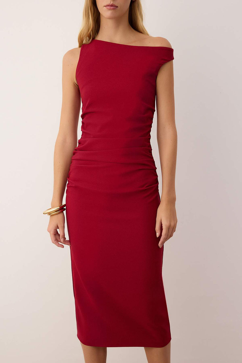 TRENDYOLMILLA Lacivert Cizgili Vucudu Saran Midi Dokuma Elbise TWOSS25EL00264 фото 3