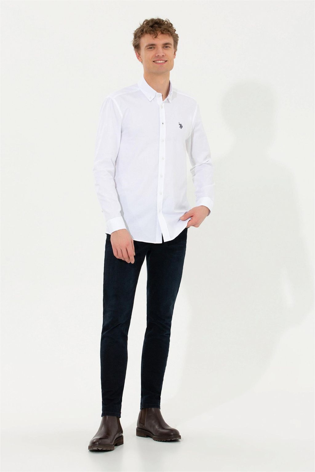 U. S. Polo Assn / Рубашка мужская белая Uzunkol Basic - U.s. polo assn фото 4