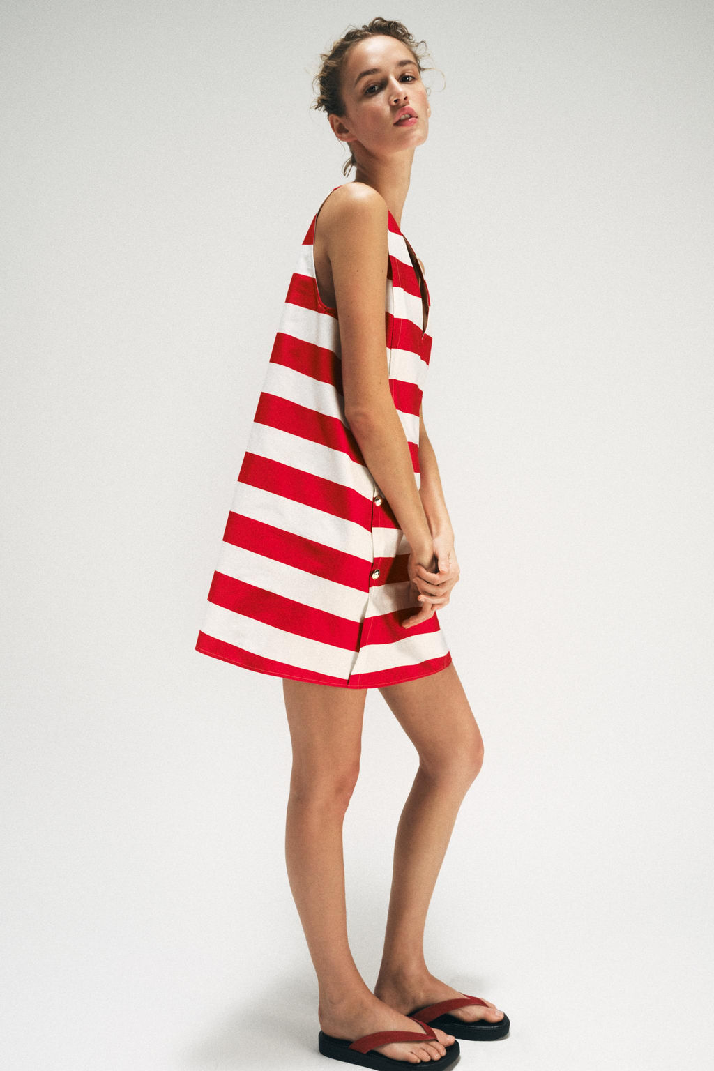 VESTIDO MINI RAYAS / Blanco / Rojo - Zara фото 5