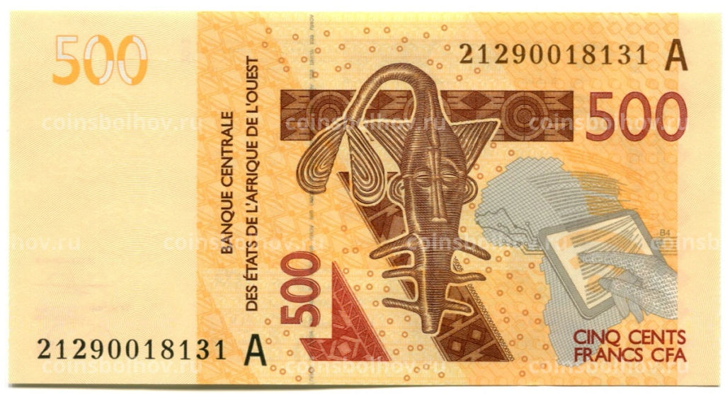 500 франков 2012 (2022) года Западная Африка  Литера A (Кот-д Ивуар)
