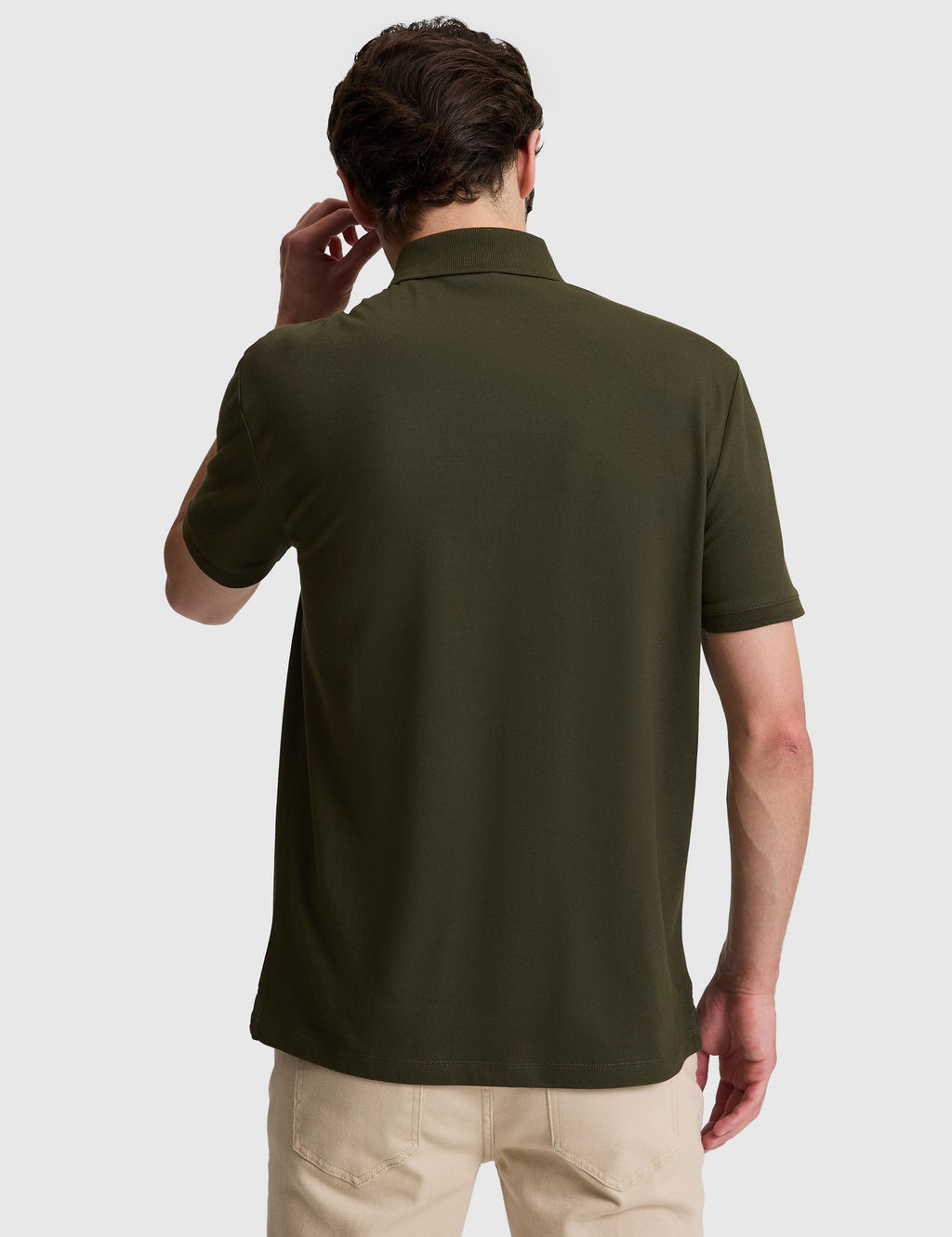 Haki Slim Fit Pamuk Kar___ml_ D__meli Polo Yaka Basic T-shirt