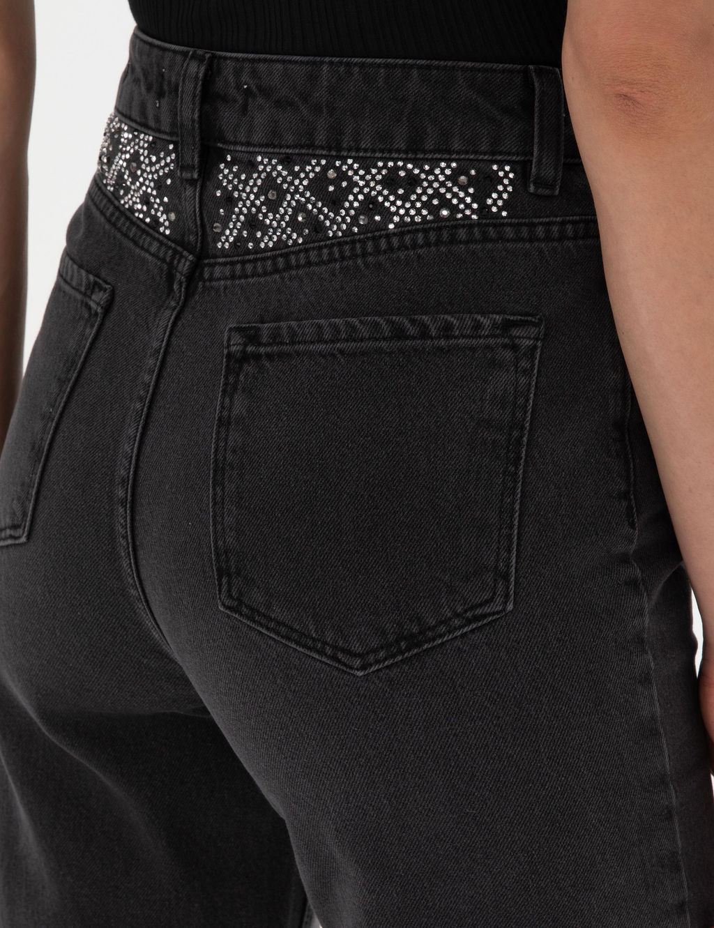 Antrasit Mom High Waist Fit Jean Pantolon