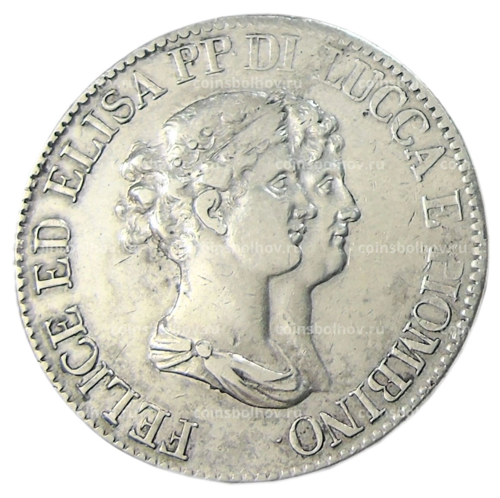 5 франков 1807 года Итальянские государства Лукка и Пьомбиньо