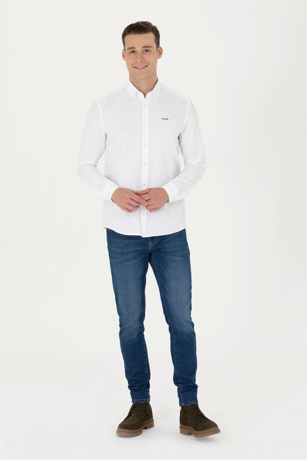 U. S. Polo Assn Мужская белая базовая рубашка с длинным рукавом - U.s. polo assn фото 4