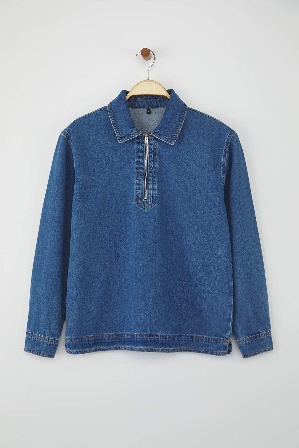 Mavi Fermuar Detayl? Denim Gomlek TWOAW26GO00002 - Trendyolmilla фото 5