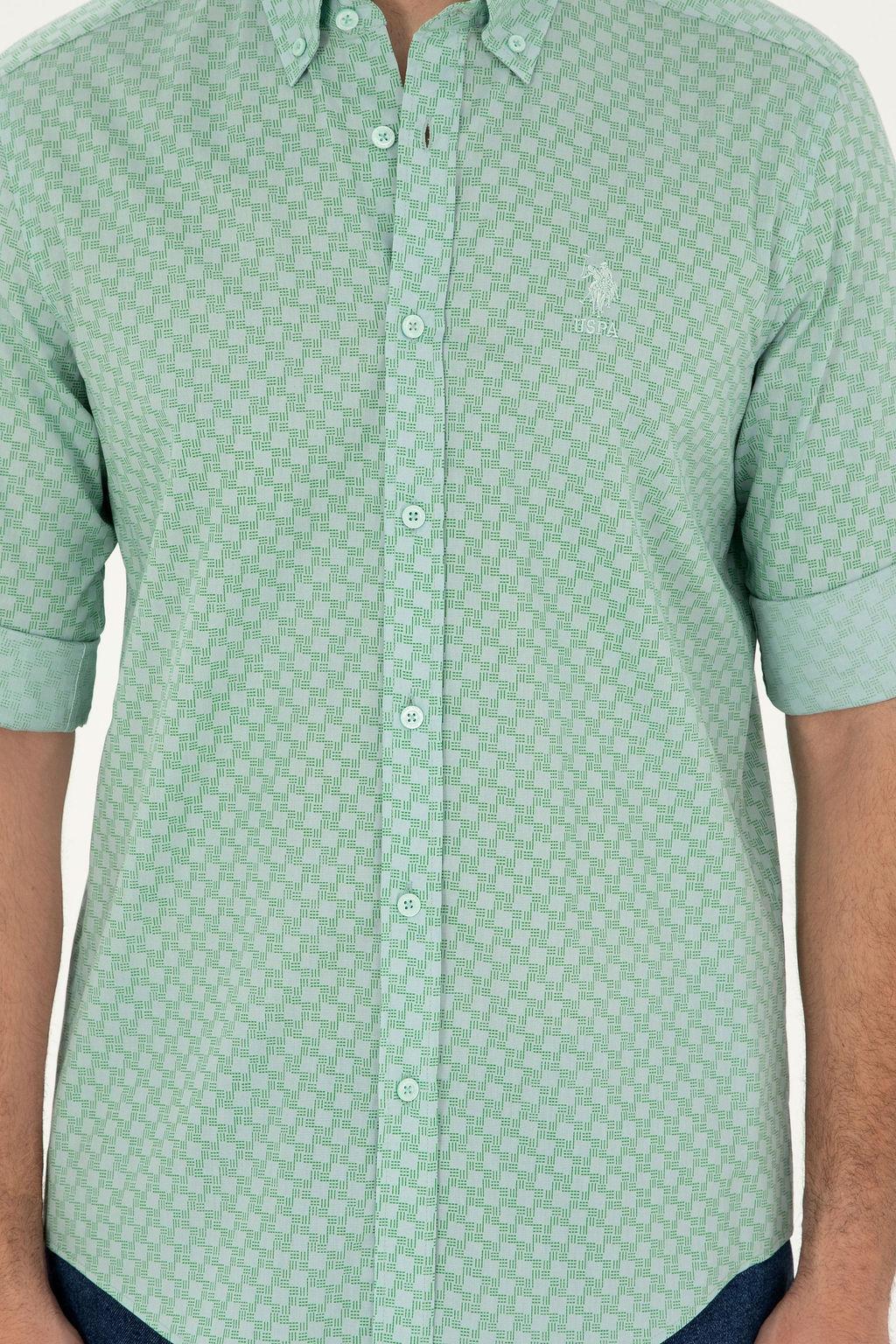 Мужская рубашка зеленого цвета с длинным рукавом Неожиданная скидка в корзине - U.s. polo assn фото 6