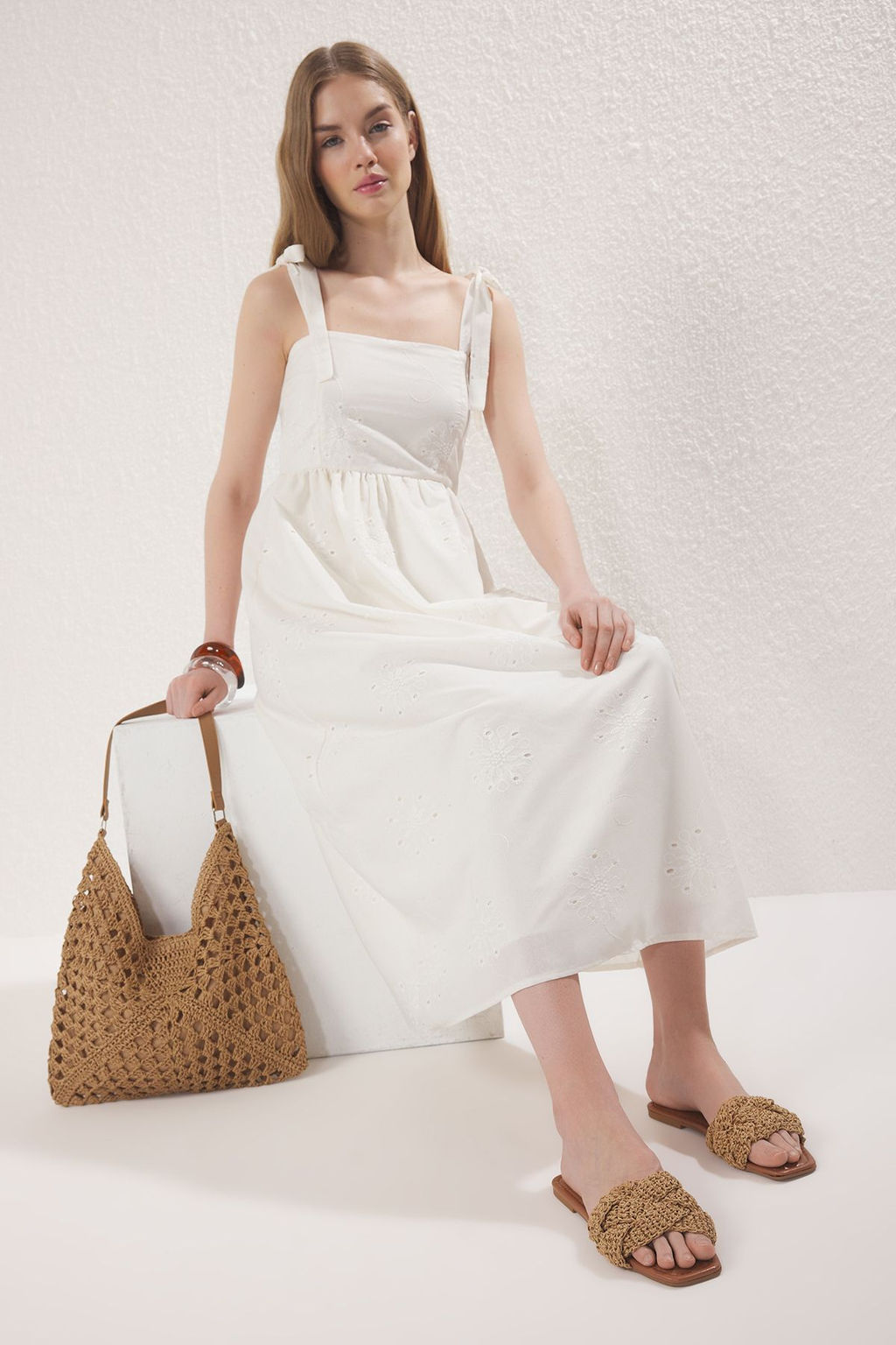 Trendyol Shoes Taba Orgu Kad?n Has?r Terlik TAKSS25TE00030 - Trendyolmilla фото 6